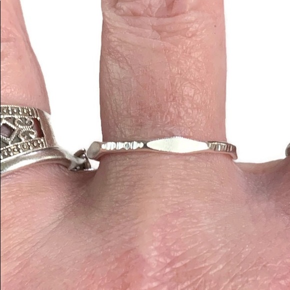 Semi Faceted Textured Thick Band Ring - Picture 3 of 11